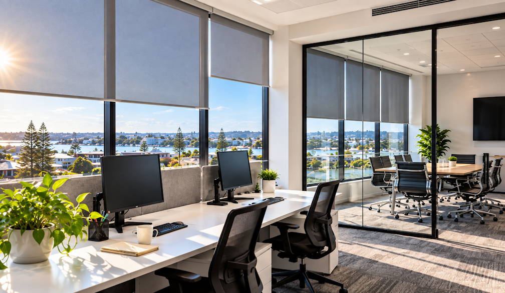 Bright Waterfront Office Workspace