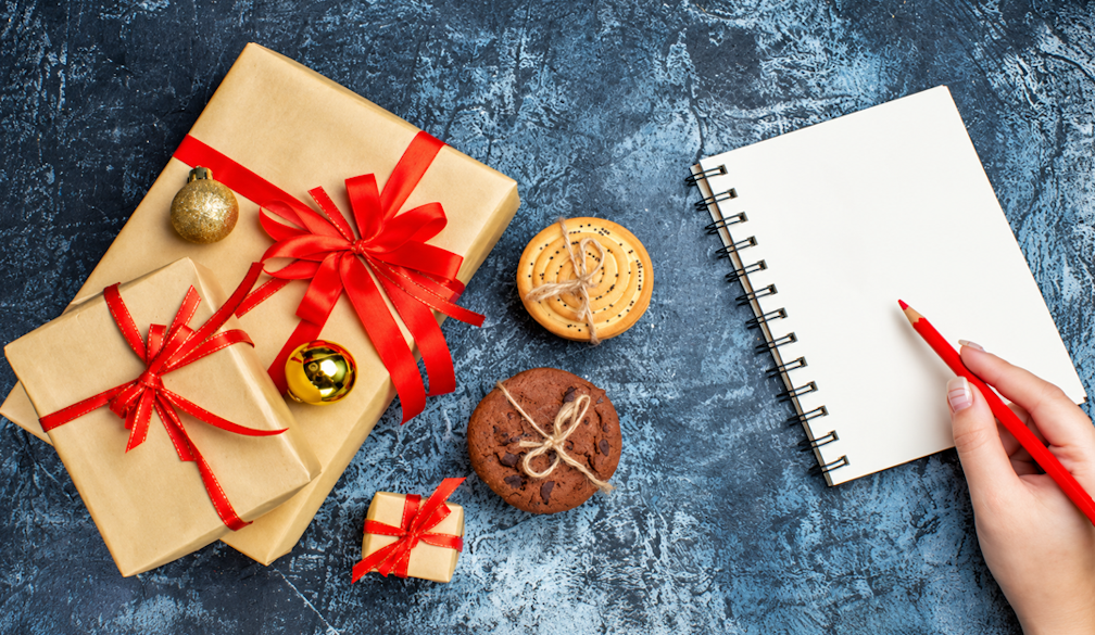 Holiday Gift Planning Flat Lay