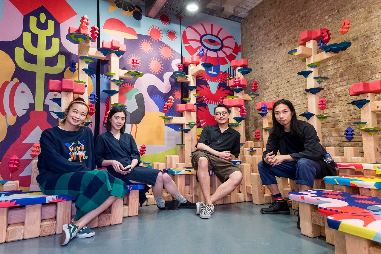 Commission Work ‘Garden in the Weird Dream’ by four local design units. From left, Cynthia Mak, Screw Up Studio and STICKYLINE.