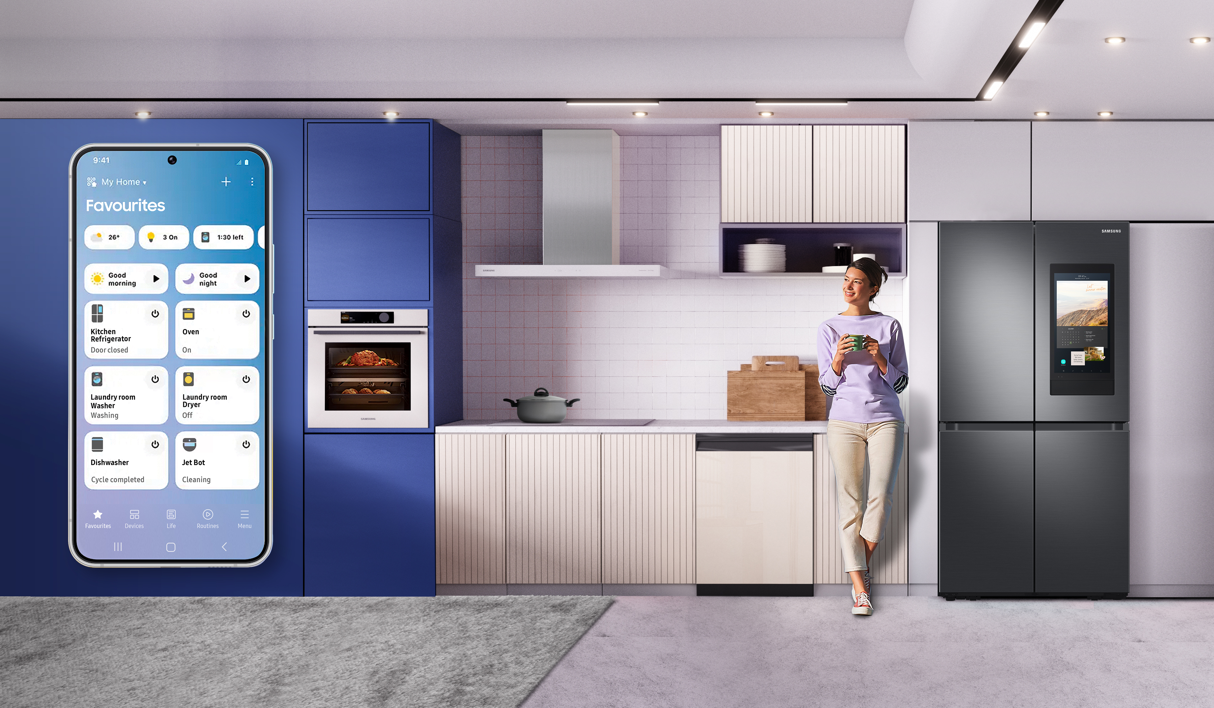 Manage your Bespoke kitchen appliances and cook efficiently with a smart kitchen.