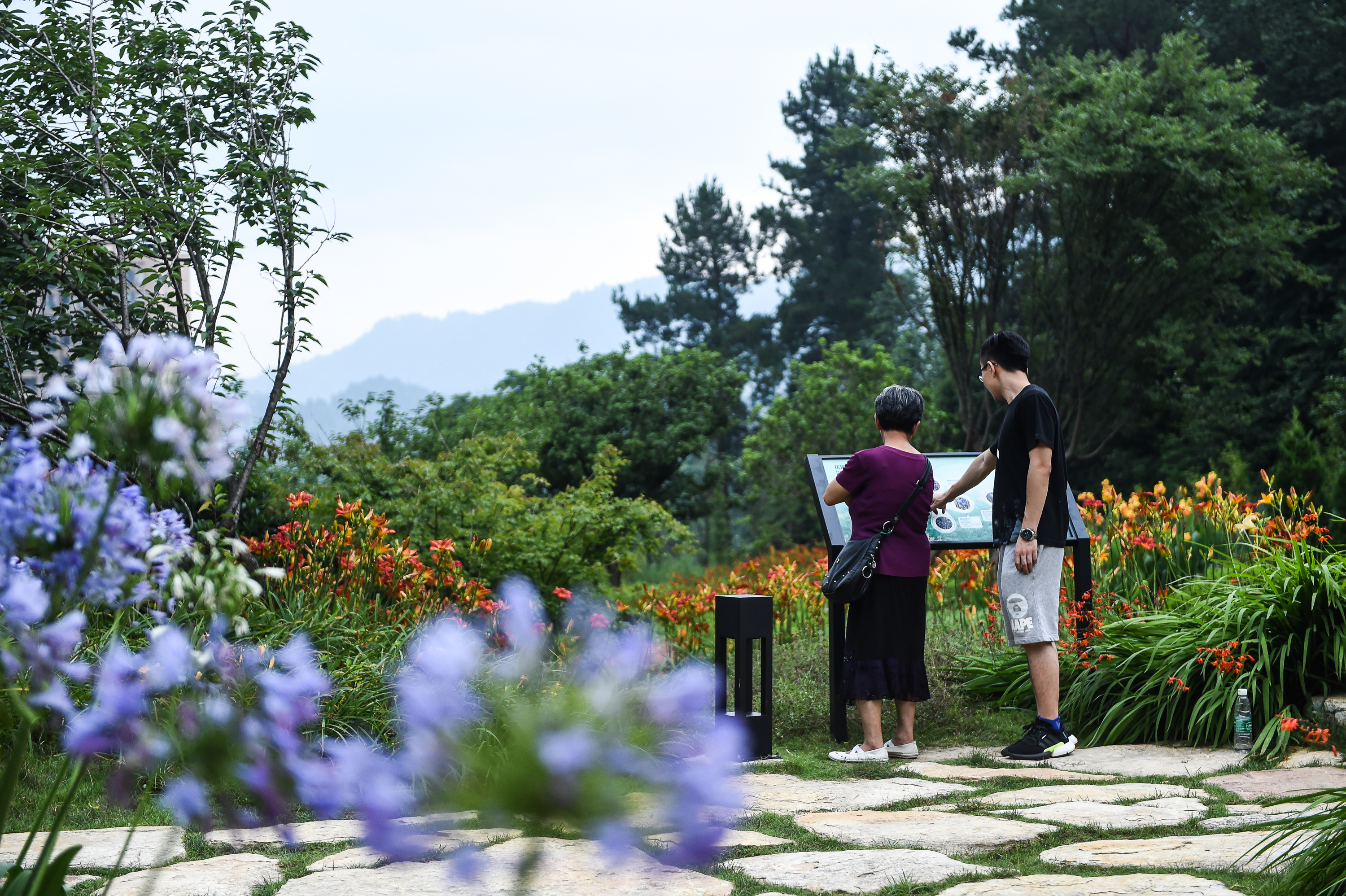 Citizens visit Denggaoyunshan Park in Guiyang City.