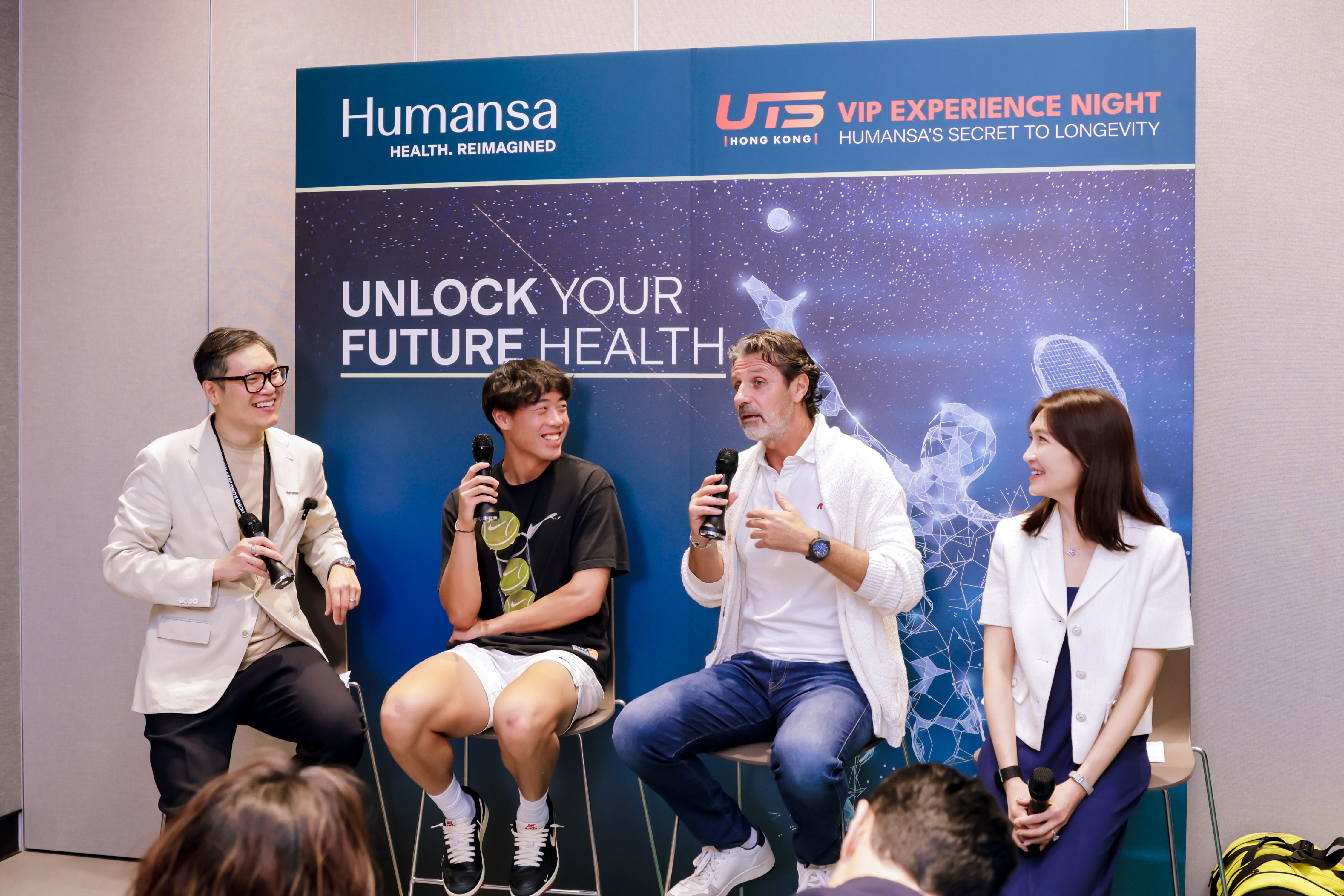 From left to right: Don So, Coleman Wong, Patrick Mouratoglou, Dr. Candy Chan are at Humansa