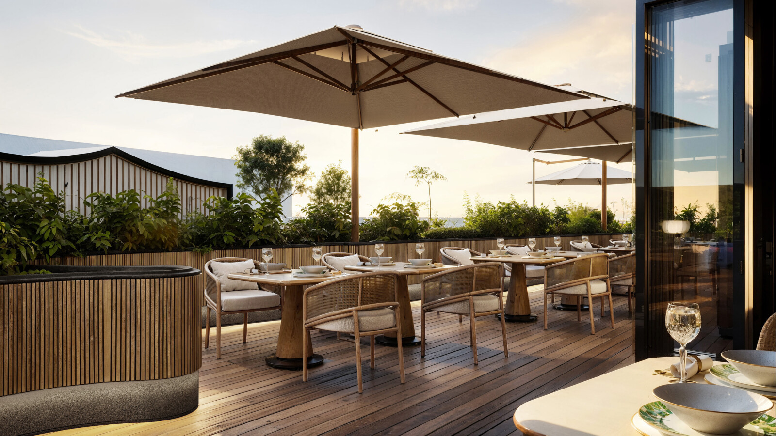 Mandarin Oriental Hangzhou’s al fresco dining area presents a luxurious dining experience (Artist’s impression)