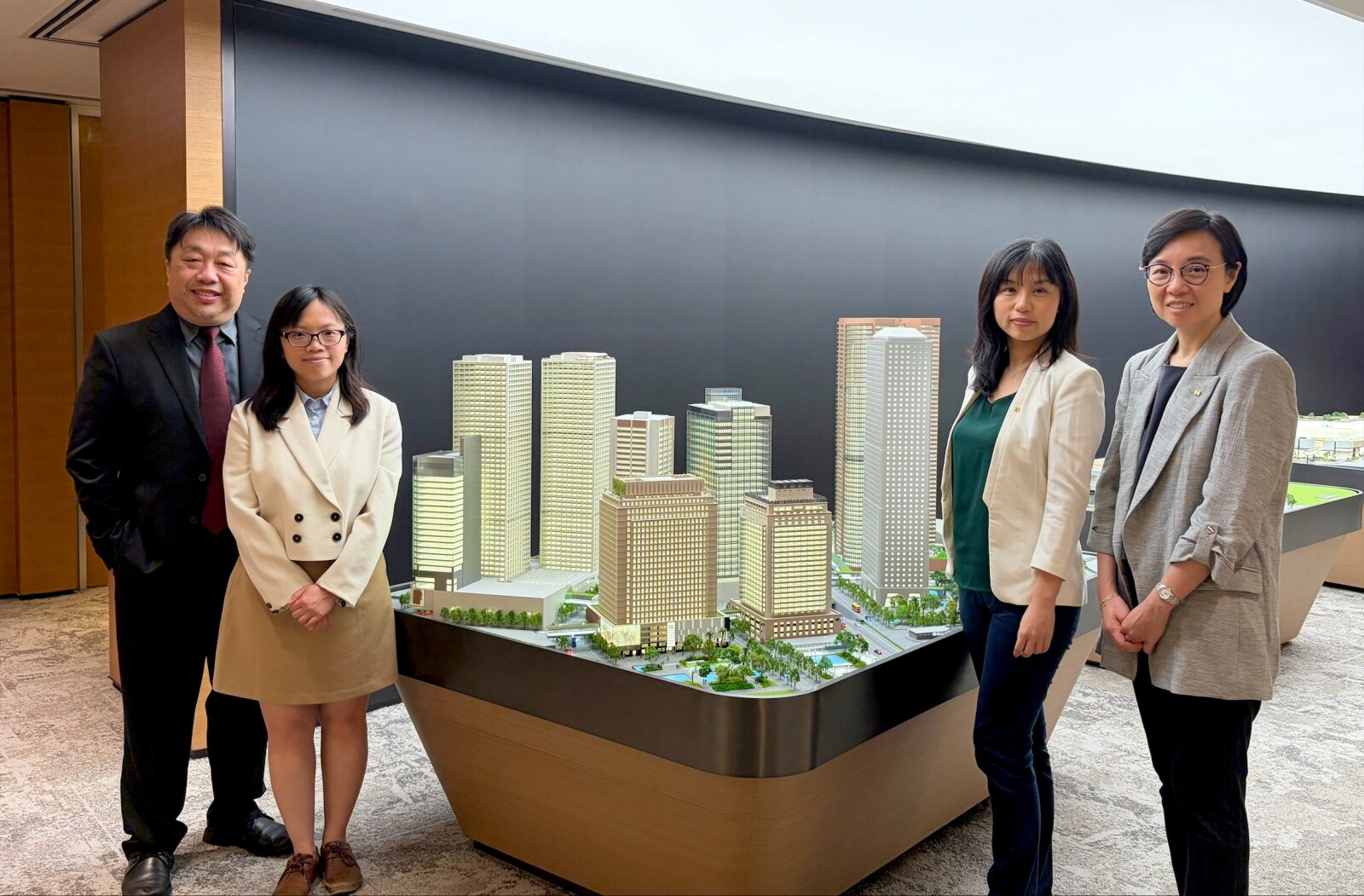 (From left to right) Mr. Eddie Tse, Group Sustainability Manager, Gammon Construction; Ms. Ka Yan Chu, Assistant Technical Manager, Concrete Technology Services, Gammon Construction; Ms. Grace Lam, Senior Sustainability Manager, Hongko