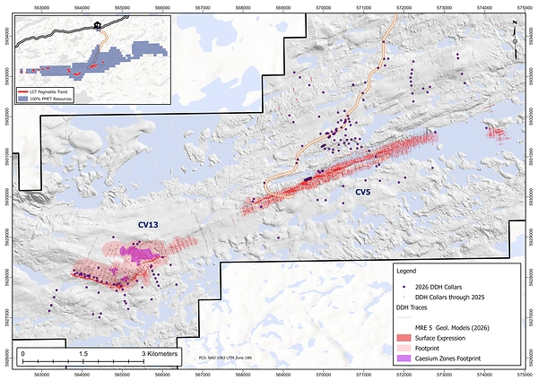 Figure 1: Majority of the 2026 drill hole locations at the Shaakichiuwaanaan Project. Figure 1: Majority of the 2026 drill hole locations at the Shaakichiuwaanaan Project.