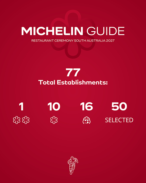 MICHELIN Guide Restaurant Ceremony South Australia 2027. MICHELIN Guide Restaurant Ceremony South Australia 2027.