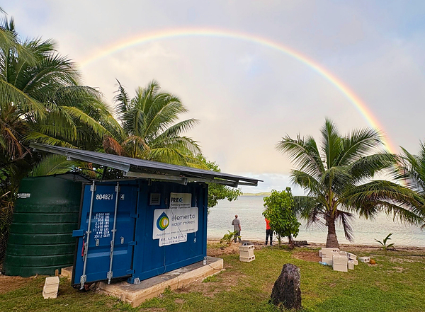 Bluemont solar-powered water desalination unit on the coast of a Tongan island Bluemont solar-powered water desalination unit on the coast of a Tongan island