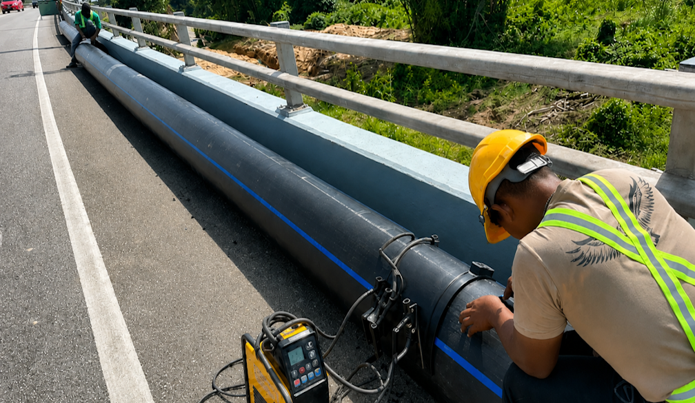 Bridge Roadwork Pipe Installation